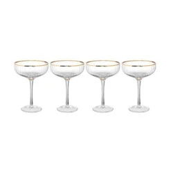 Schlussverkauf 🎁 BUTLERS GOLDEN TWENTIES 4x Champagnerschalen Mit Goldrand Und Rillen400ml 😍