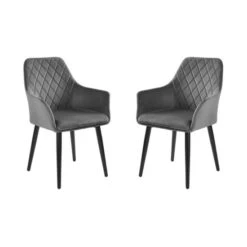 Bestes Angebot 🎉 BUTLERS VELVET Stuhl Samt 2er-Set Grau ✨